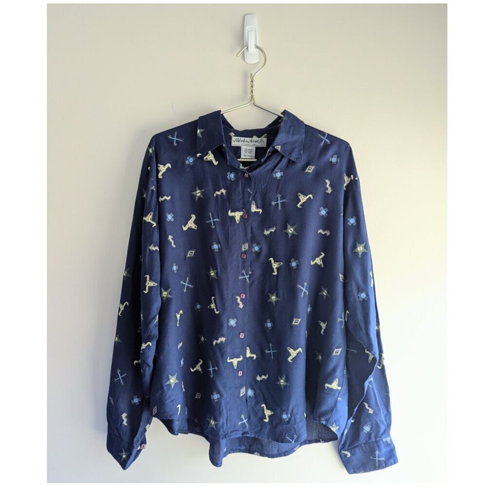 Vintage Button Down Shirt with Western print